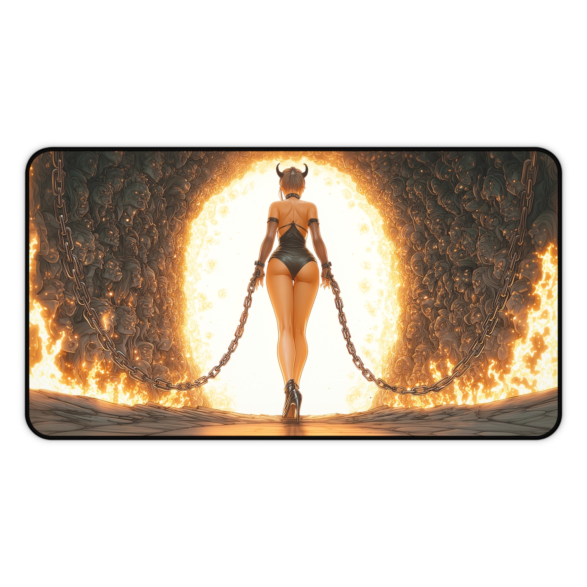 Underworld Breach Playmat | Magic the Gathering Playmat | Fiery Demon Fantasy Playmat  with Zones Option | 24x14 | 22x12 | 32x16 Sizes