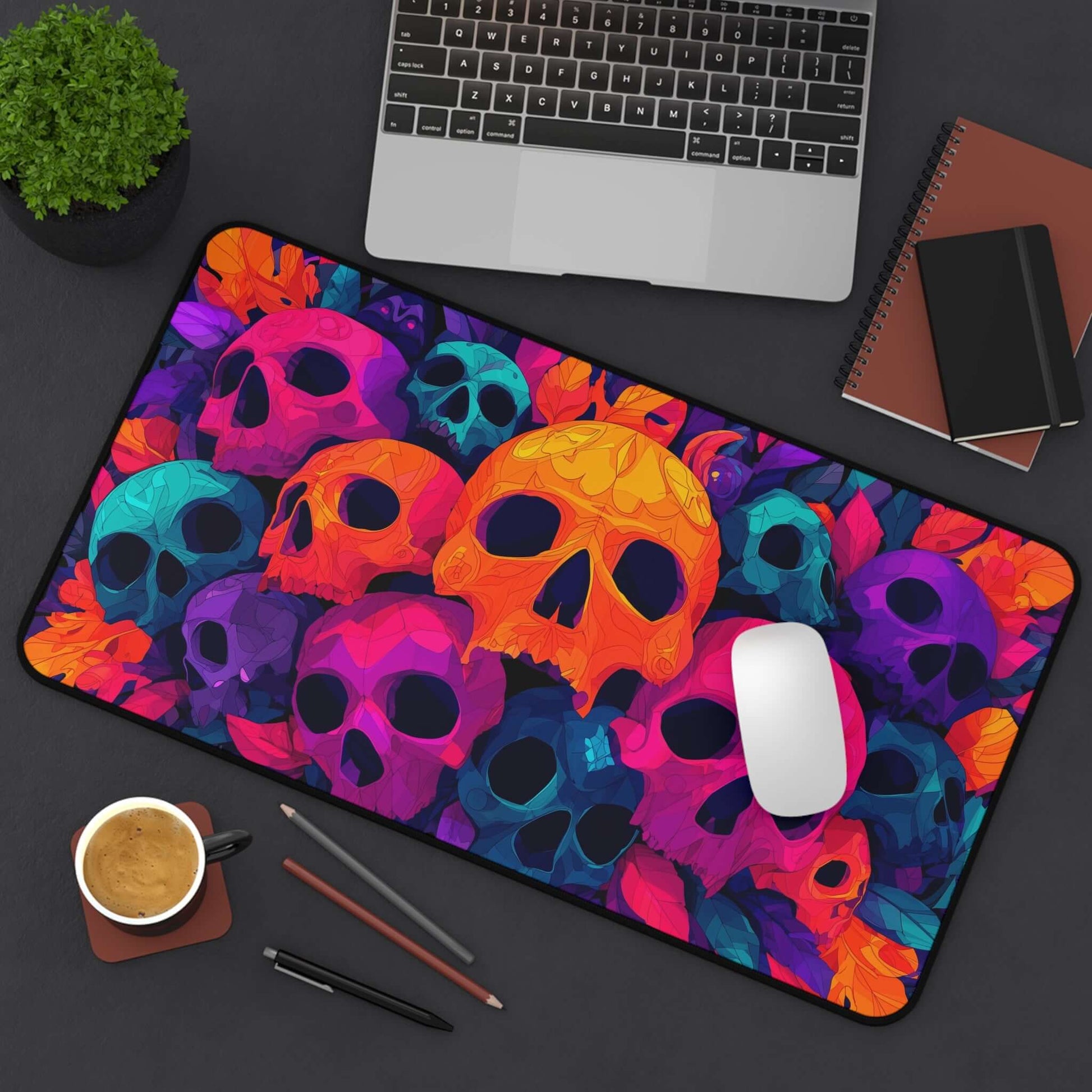 Vibrant Skull Playmat | Magic the Gathering Playmat | Vibrant MTG Playmat with Zones Option | 24x14 | 22x12 | 32x16 Sizes