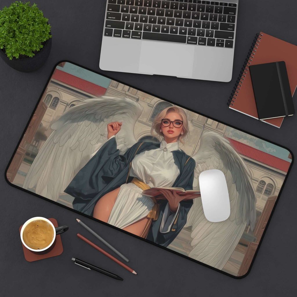 Enlightened Tutor Playmat | Magic the Gathering Playmat | Angel Playmat with Zones Option | 24x14 | 22x12 | 32x16 Sizes