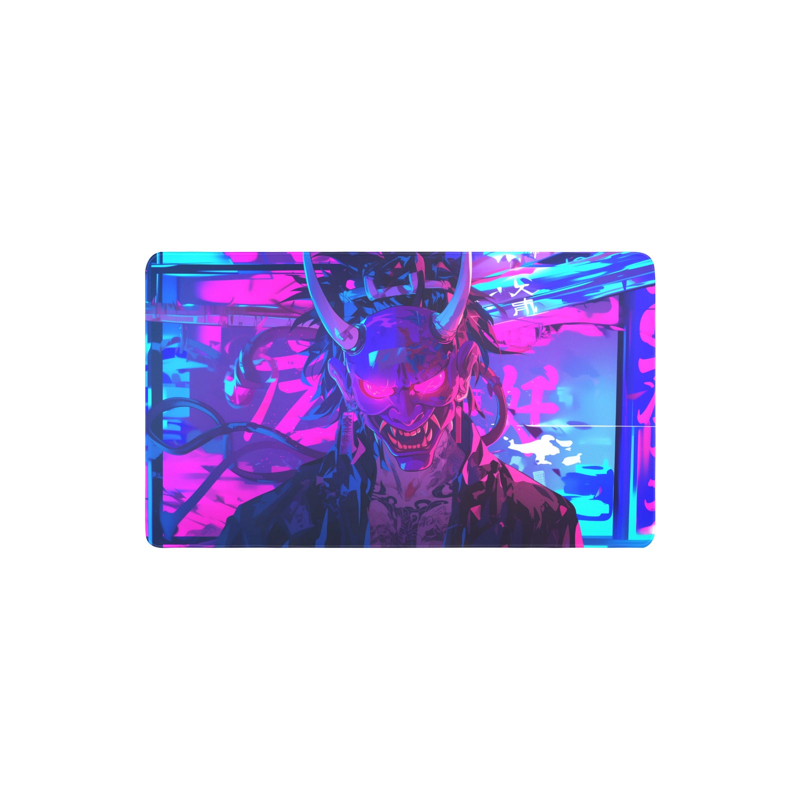 Cyberpunk Oni Mask Playmat (Borderless) | TCG Playmat