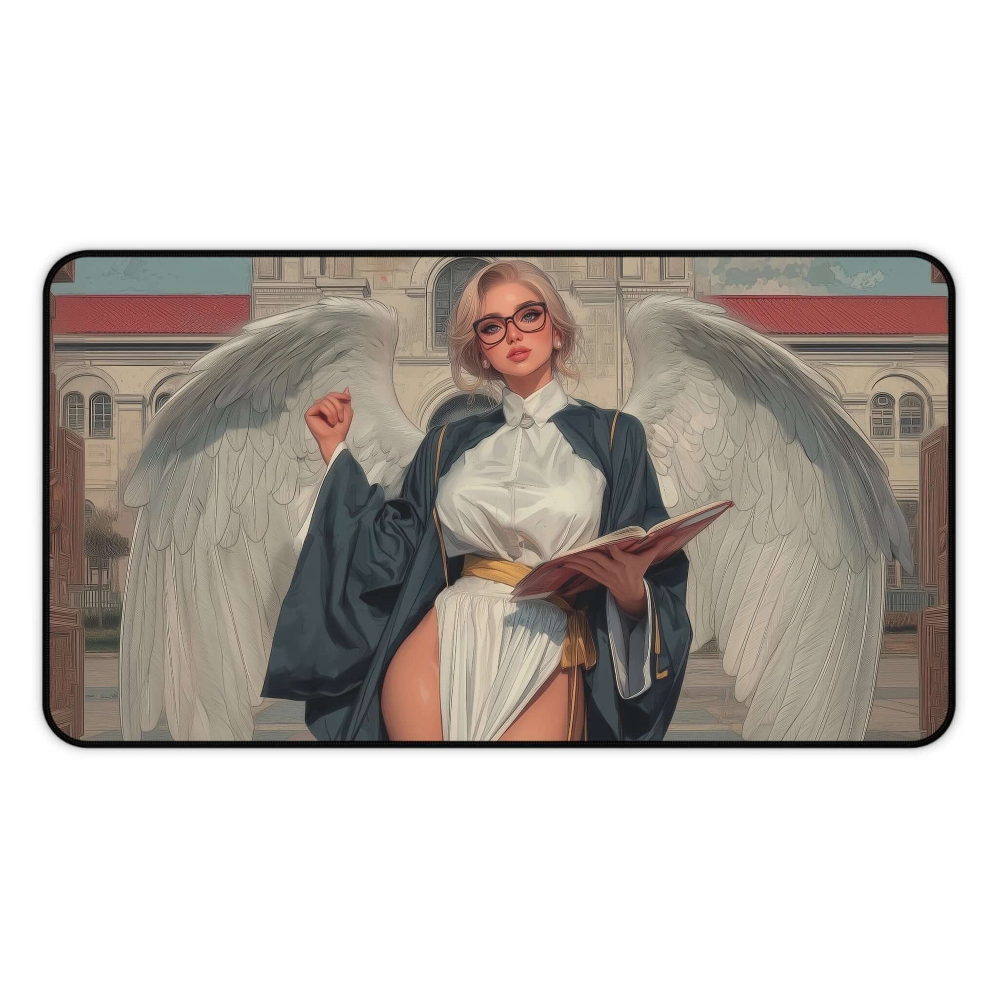 Enlightened Tutor Playmat | Magic the Gathering Playmat | Angel Playmat with Zones Option | 24x14 | 22x12 | 32x16 Sizes