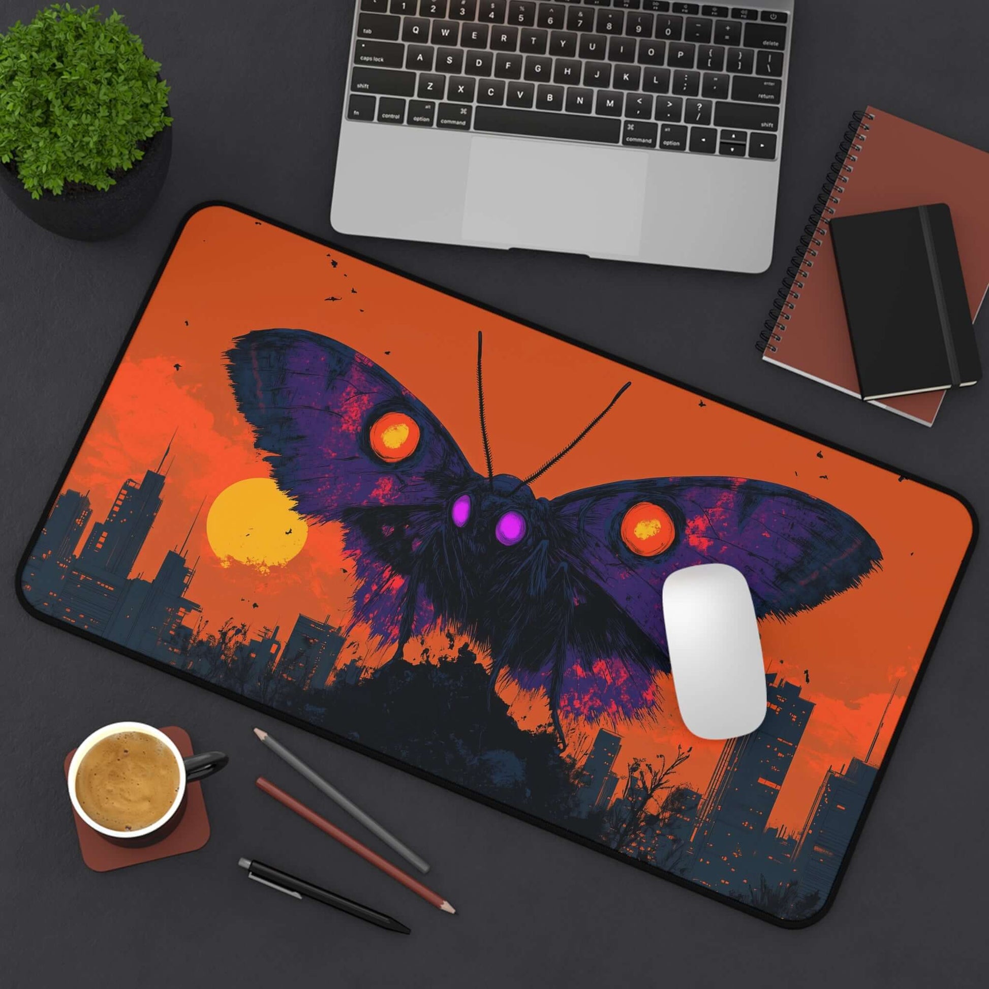 The Wise Mothman Playmat | Magic the Gathering Playmat | Fallout Playmat with Zones Option | 24x14 | 22x12 | 32x16 Sizes