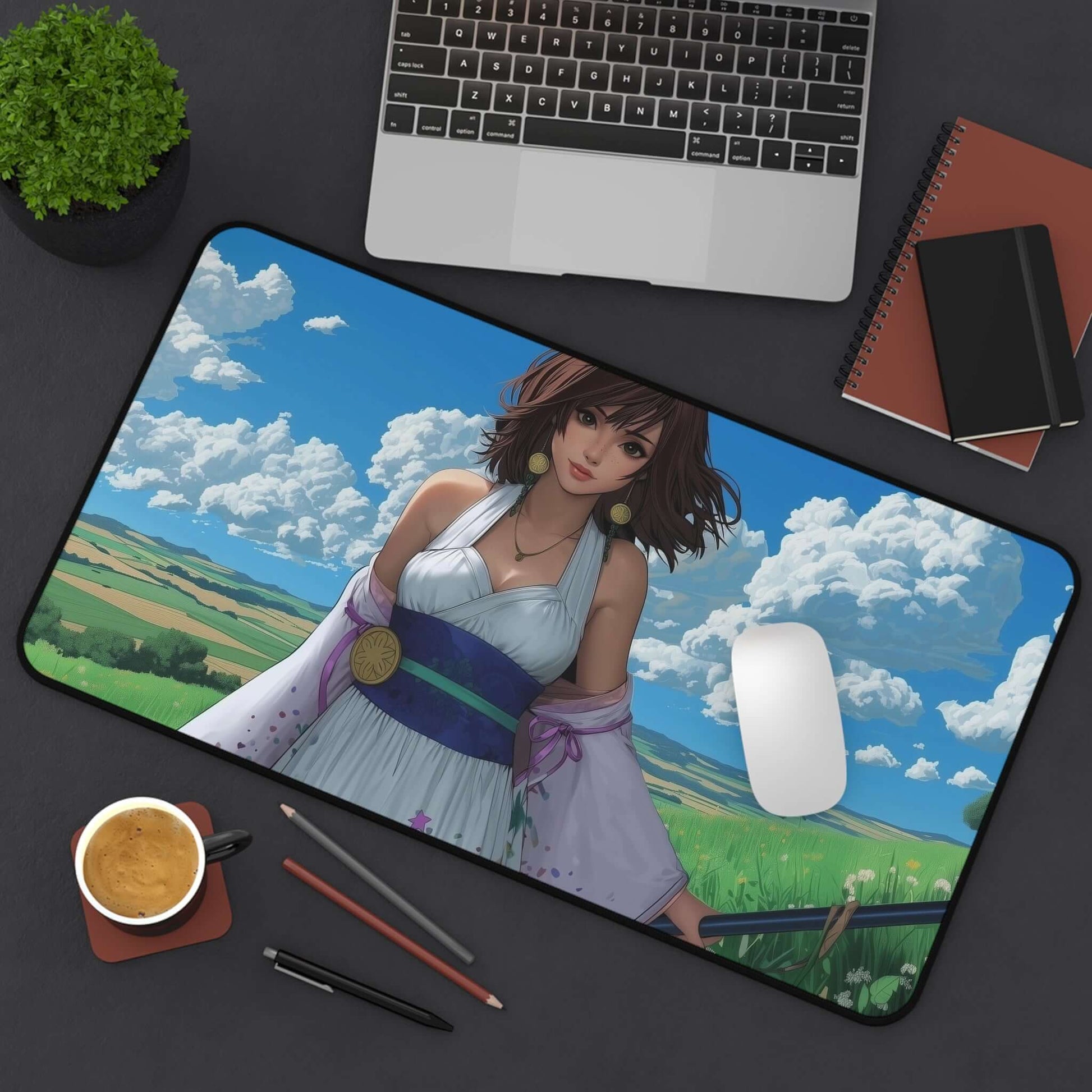 Yuna Grand Summoner Playmat | Final Fantasy Playmat | Iconic Summoner Playmat with Zones Option | 24x14 | 22x12 | 32x16 Sizes