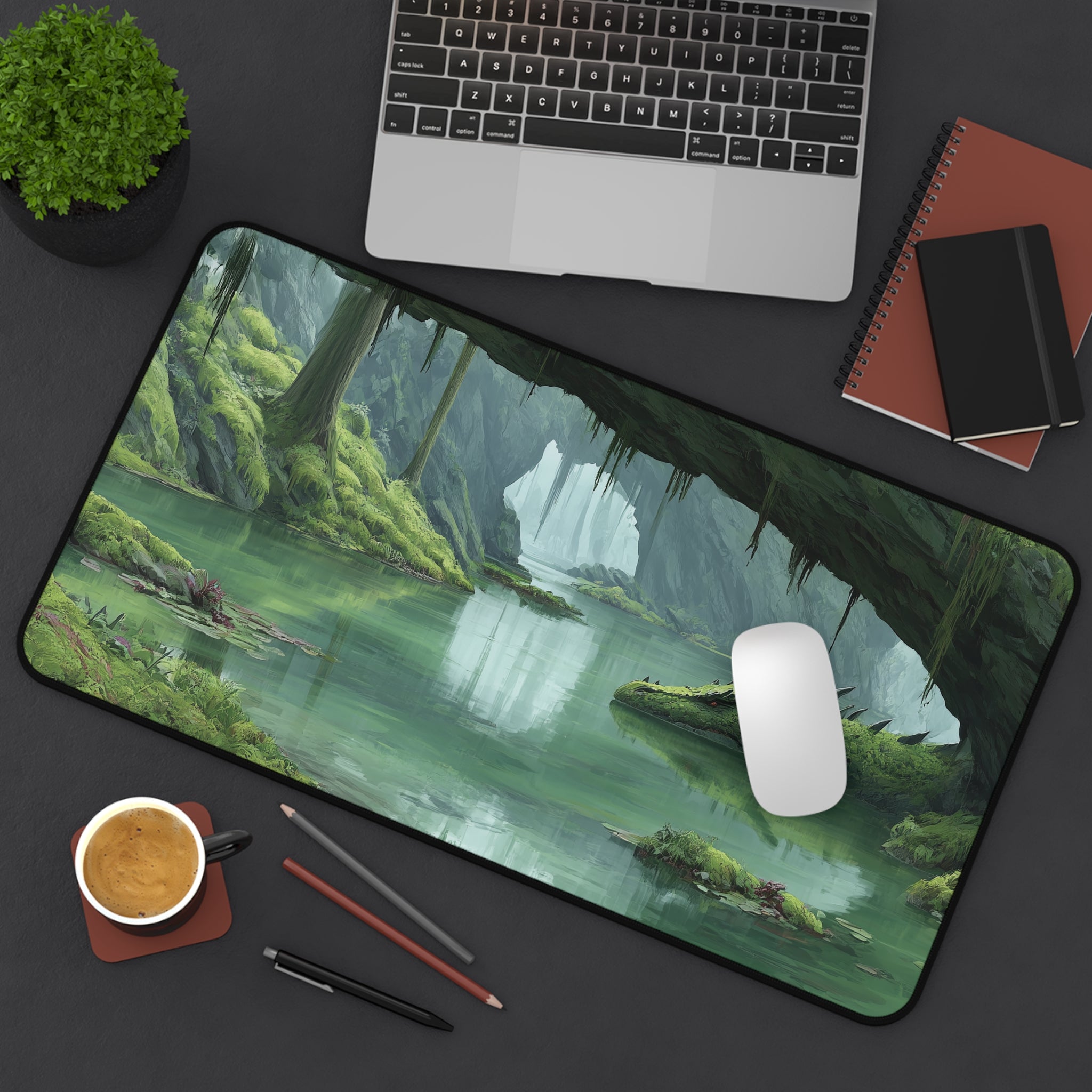 Verdant Catacombs Playmat| Magic the Gathering Playmat | Dragon Fetch Land MTG Playmat with Zones Option | 24x14 | 32x16