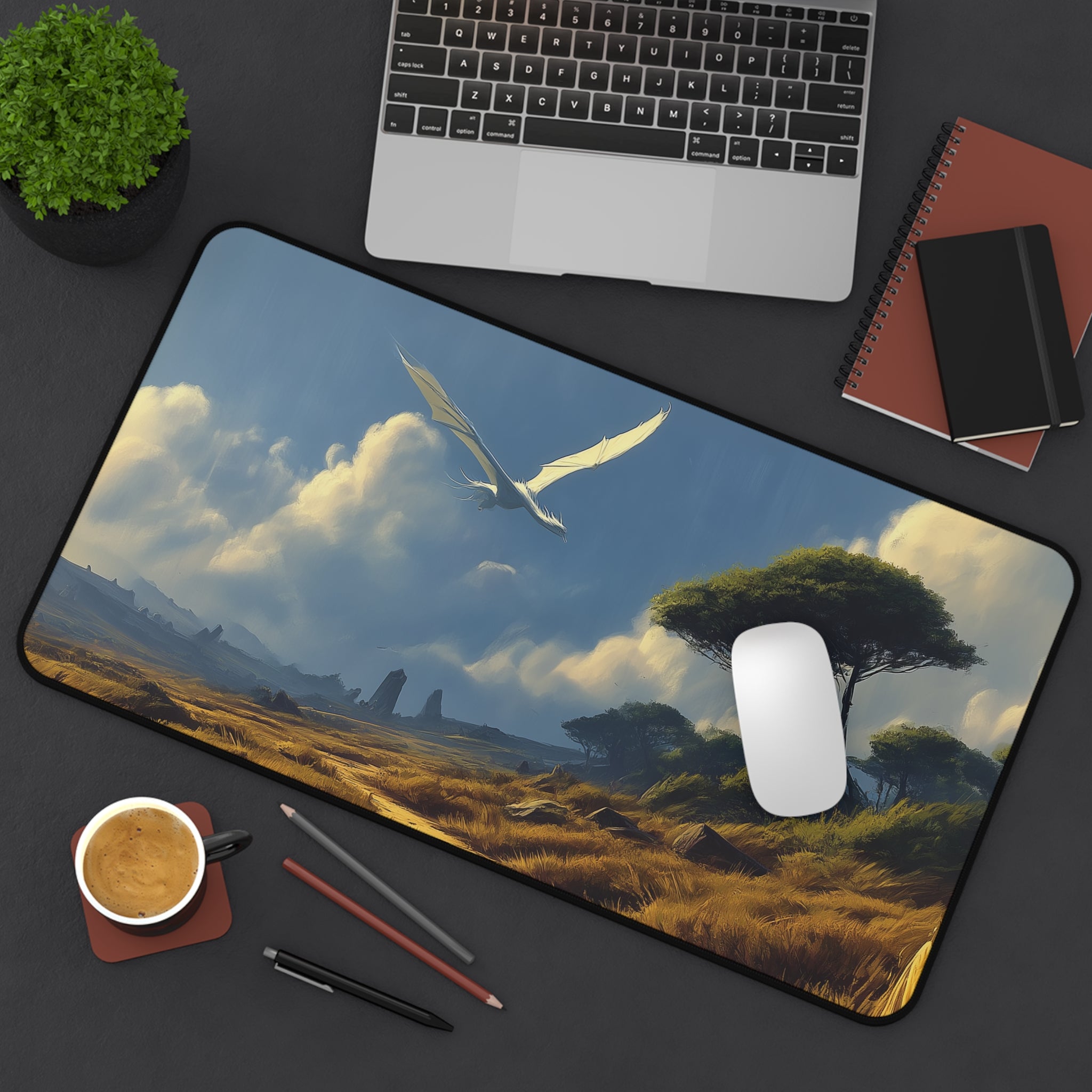 Windswept Heath Playmat | Magic the Gathering Playmat | Dragon Fetch Land MTG Playmat with Zones Option | 24x14 | 32x16