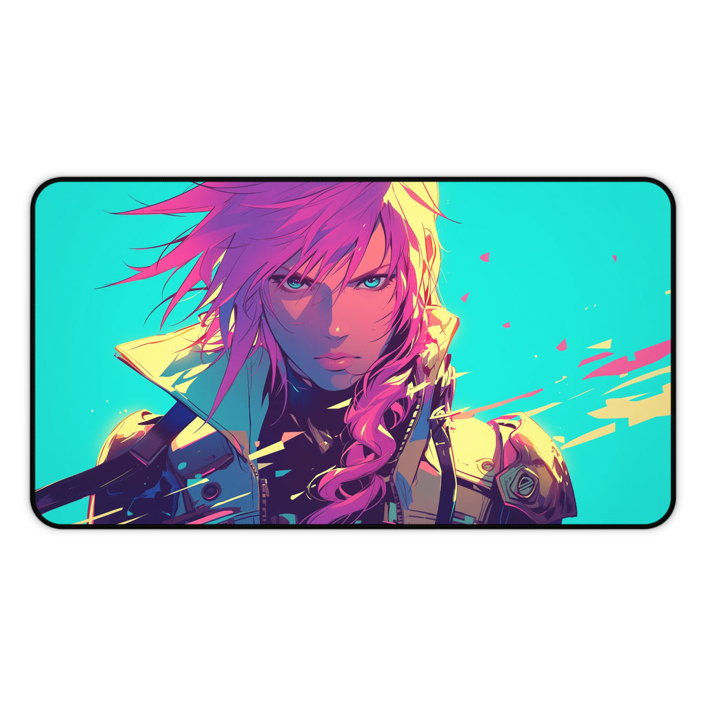 Lightning, Army of One Playmat | Final Fantasy Playmat | Iconic Fantasy Warrior Playmat with Zones Option | 24x14 | 22x12 | 32x16 Sizes
