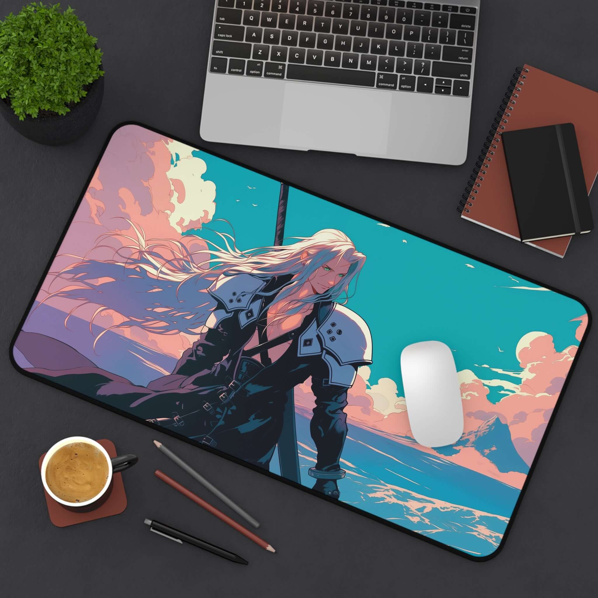 Sephiroth, Fabled SOLDIER Playmat | Final Fantasy Playmat | Iconic Fantasy Warrior Playmat with Zones Option | 24x14 | 22x12 | 32x16 Sizes
