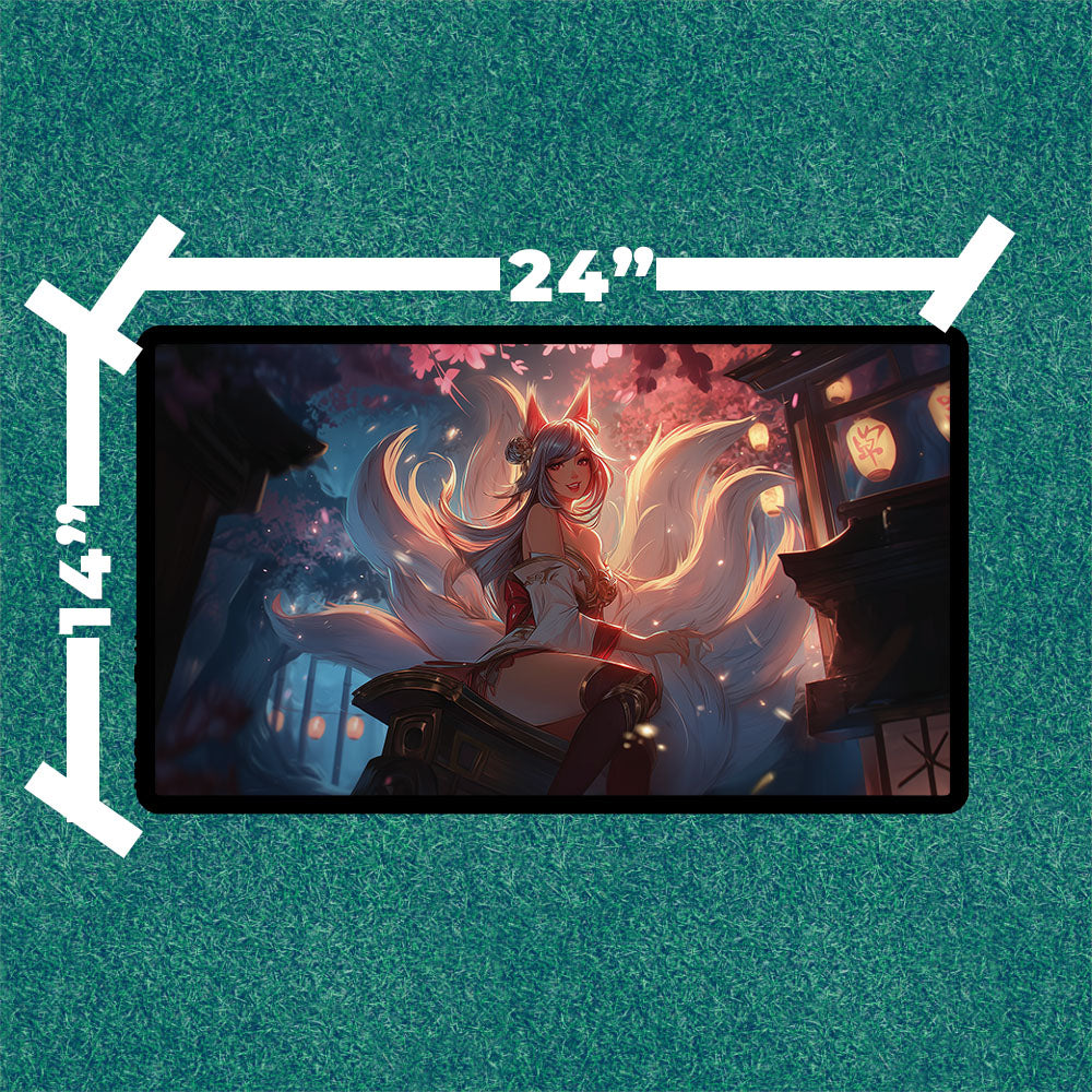 Ahri Playmat | Riftbound League of Legends Playmat | Fox Mage Playmat With Zones Option | 24x14 Size