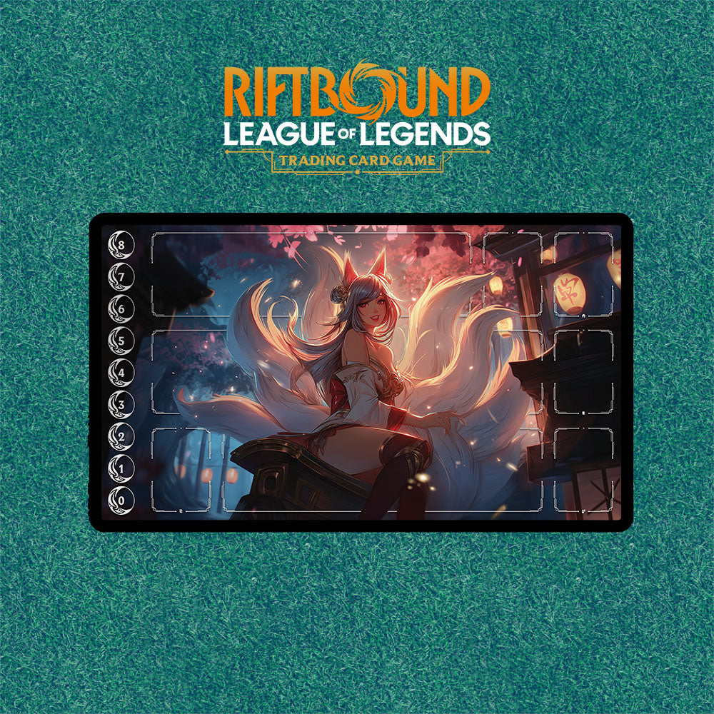 Ahri Playmat | Riftbound League of Legends Playmat | Fox Mage Playmat With Zones Option | 24x14 Size