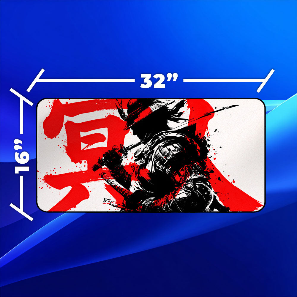 Jin Sakai Playmat | Magic the Gathering Playmat | Samurai Ghost Kanji Art With MTG Zones Option | 24x14 | 32x16 Sizes