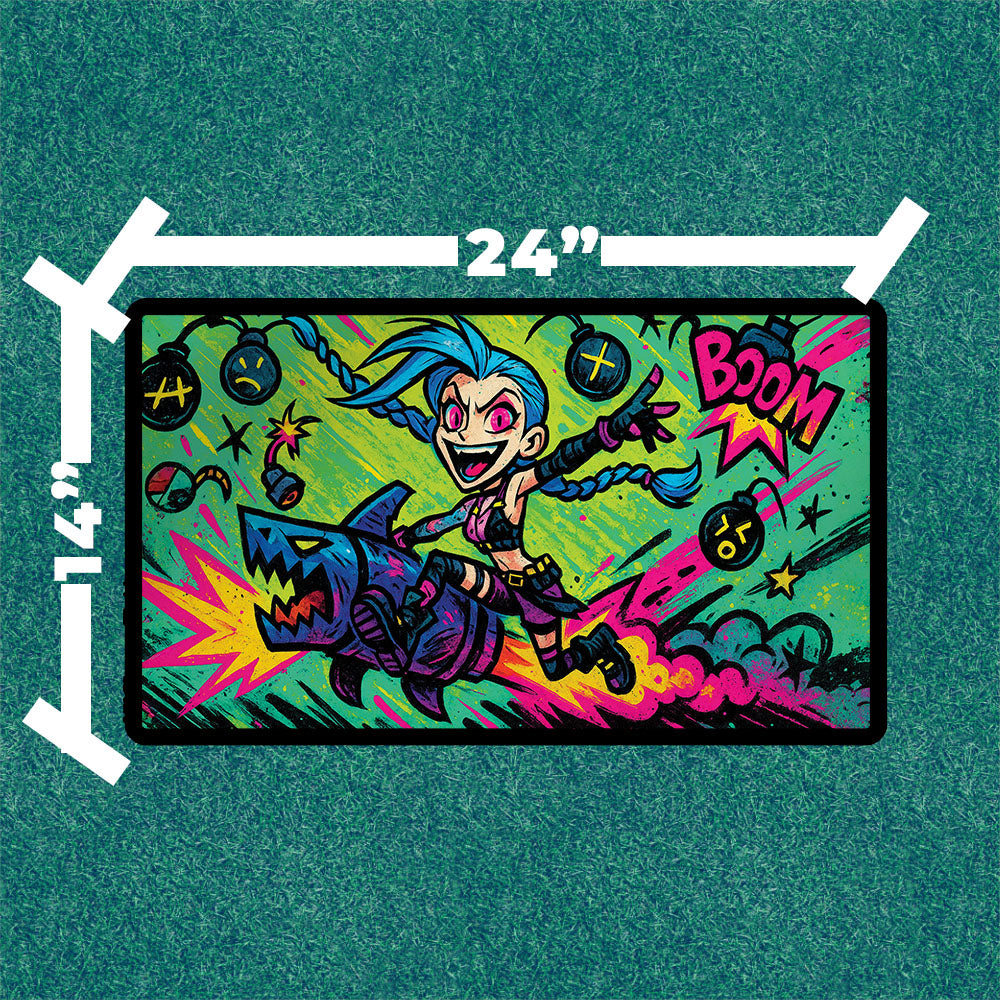 Jinx Playmat | Riftbound League of Legends Playmat | Graffiti Playmat With or Without Zones | 24x14 Size
