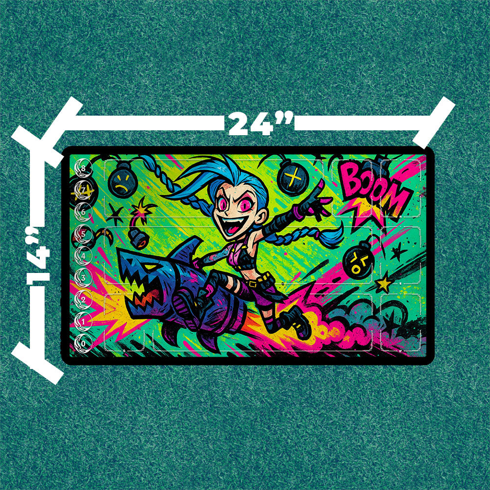 Jinx Playmat | Riftbound League of Legends Playmat | Graffiti Playmat With or Without Zones | 24x14 Size