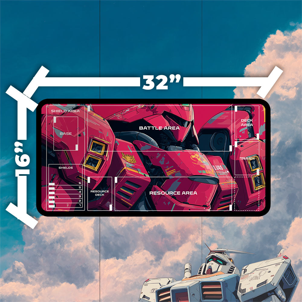 MSN-04 Sazabi Playmat | Gundam TCG Playmat | Iconic Mobile Suit with Zones Option | 24x14 | 22x12 | 32x16 Sizes