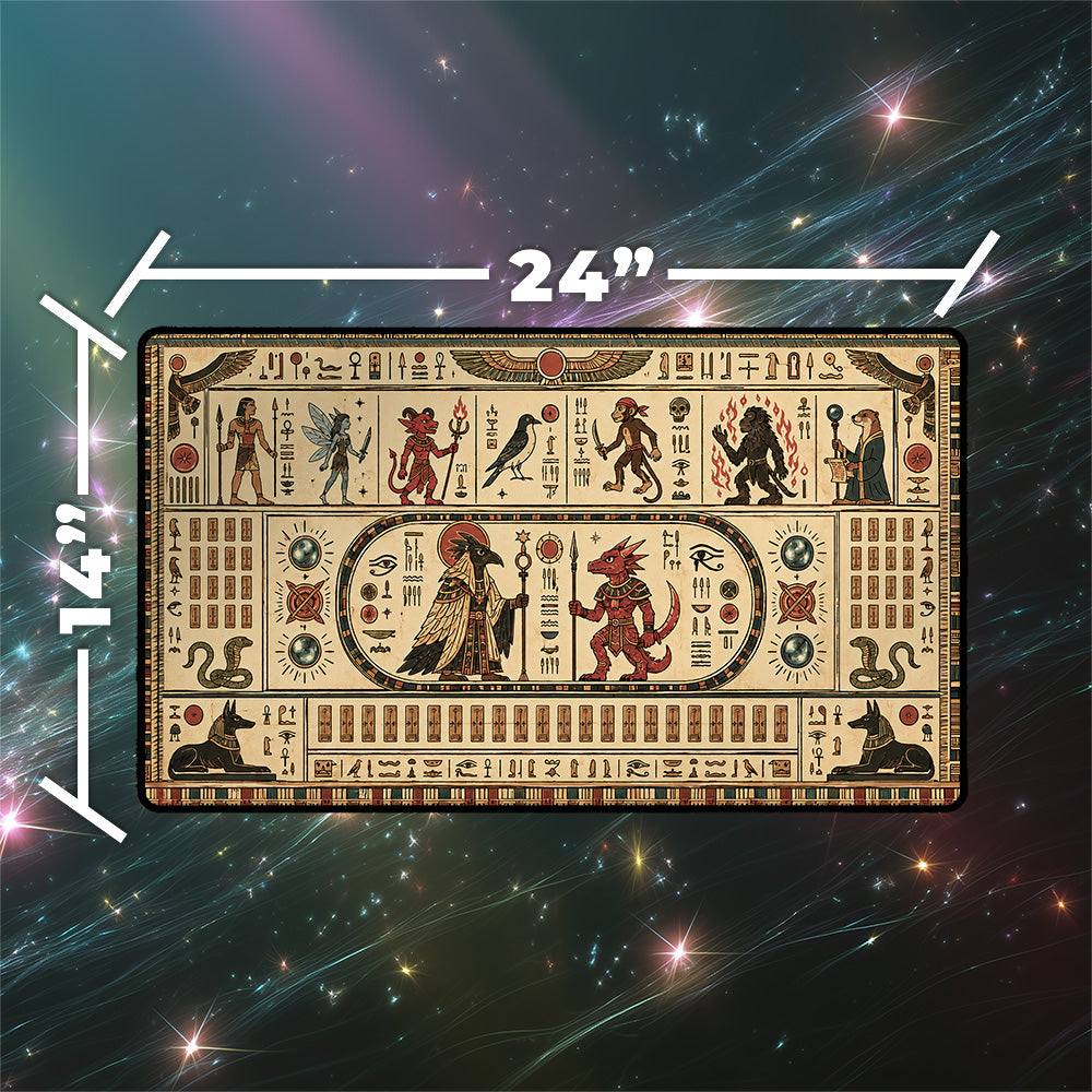 Egyptian Temple Mural Playmat | Warrior & Falcon Monk Design