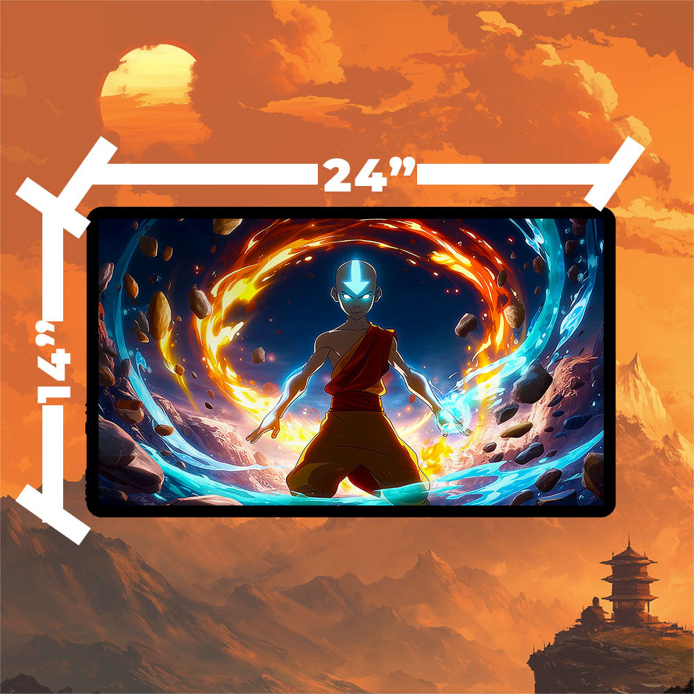 Avatar Aang Magic the Gathering Playmat | Custom Anime Elemental Desk Mat for TCG | 24×14 or 32×16 Sizes