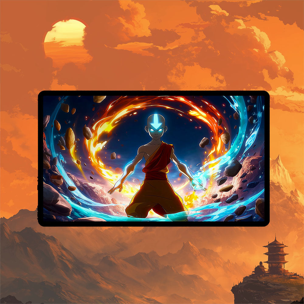 Avatar Aang Magic the Gathering Playmat | Custom Anime Elemental Desk Mat for TCG | 24×14 or 32×16 Sizes