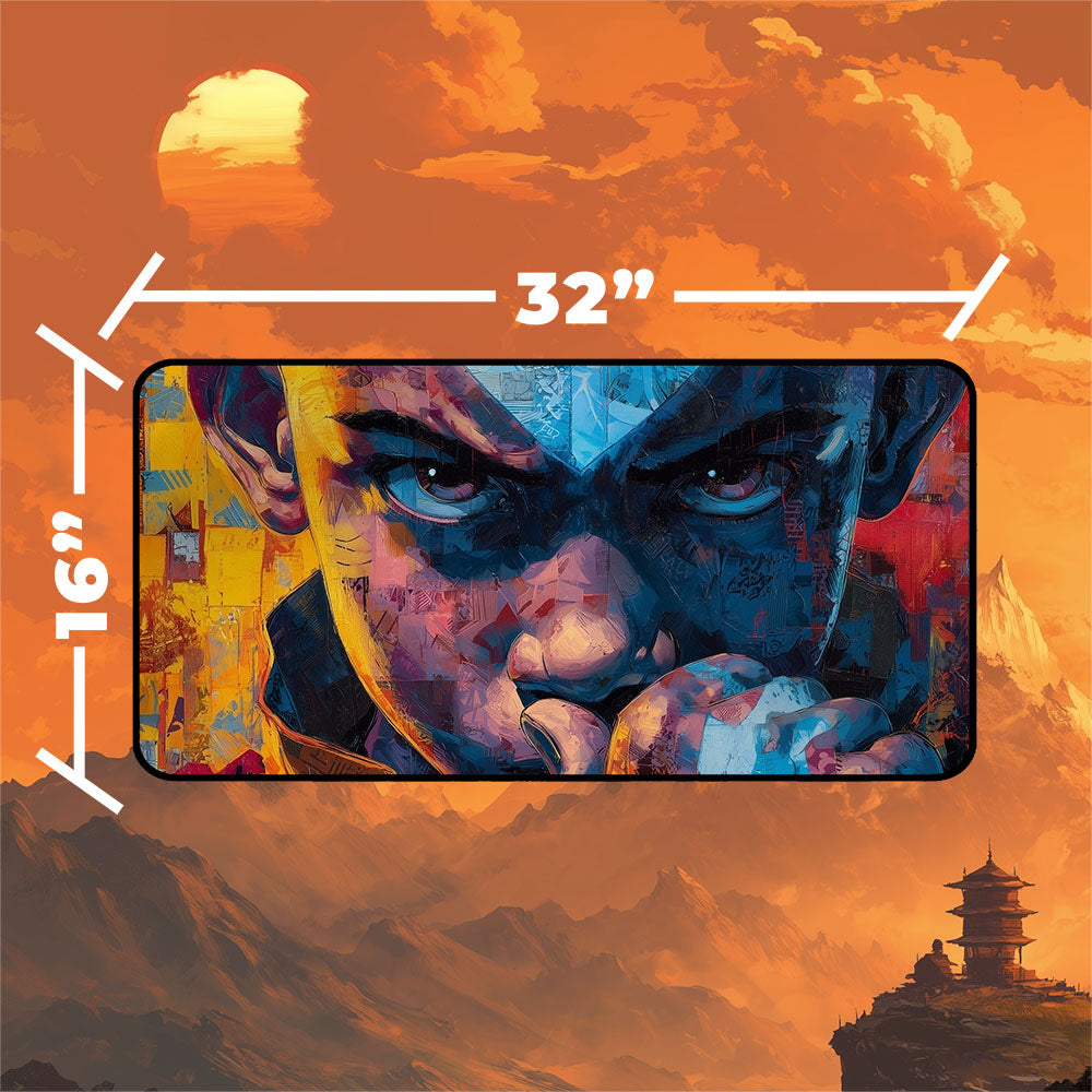 Aang Playmat | Magic the Gathering Playmat | Avatar Close Up Face Art With MTG Zones Option | 24x14 | 32x16 Sizes