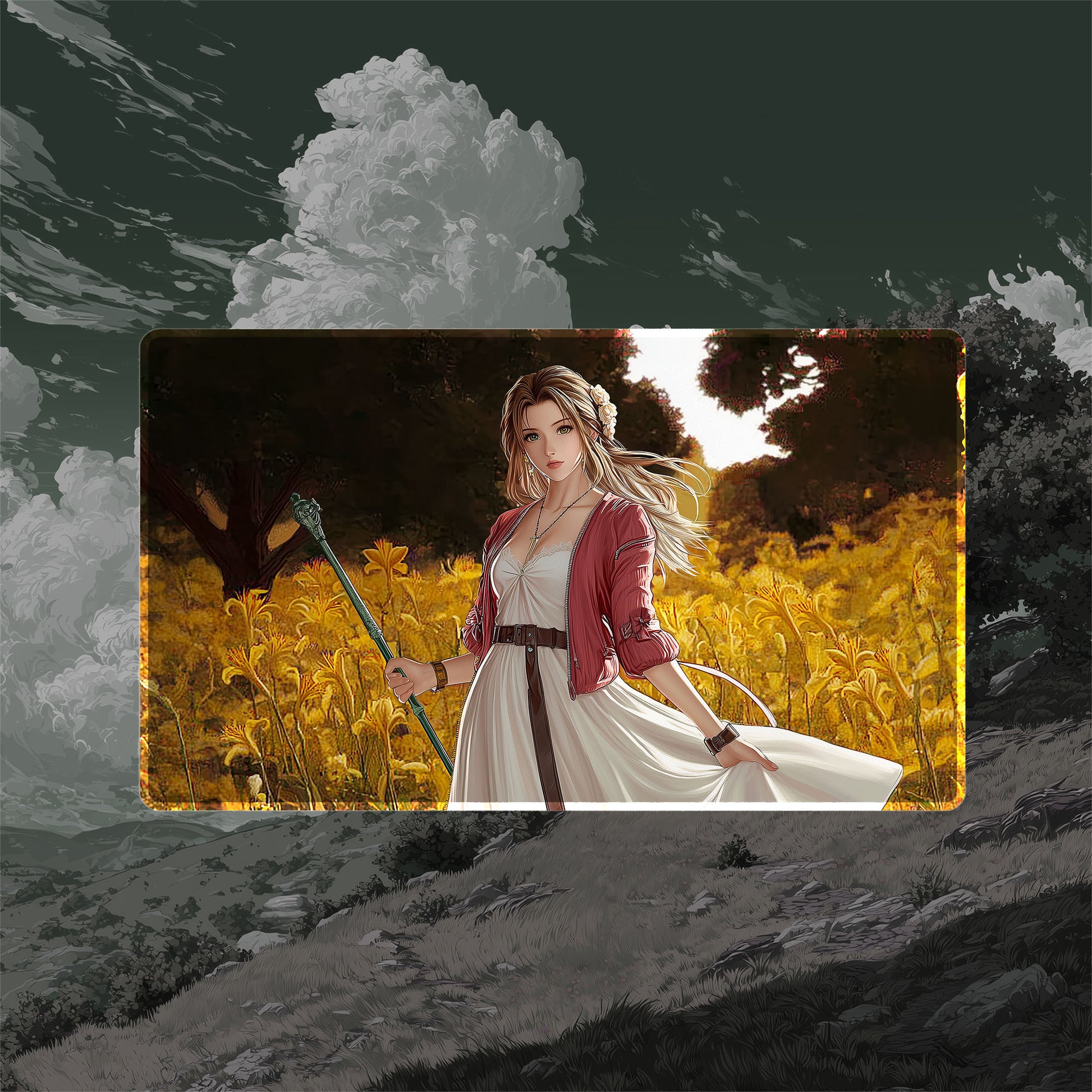Aerith Gainsborough Playmat (Borderless) | Final Fantasy Playmat
