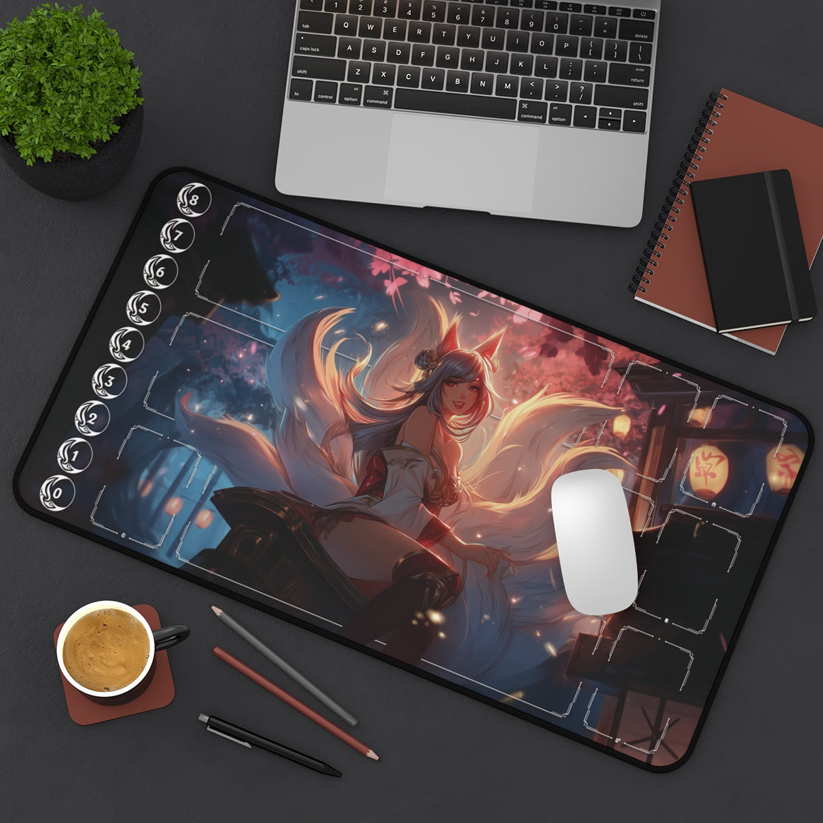 Ahri Playmat | Riftbound League of Legends Playmat | Fox Mage Playmat With Zones Option | 24x14 Size