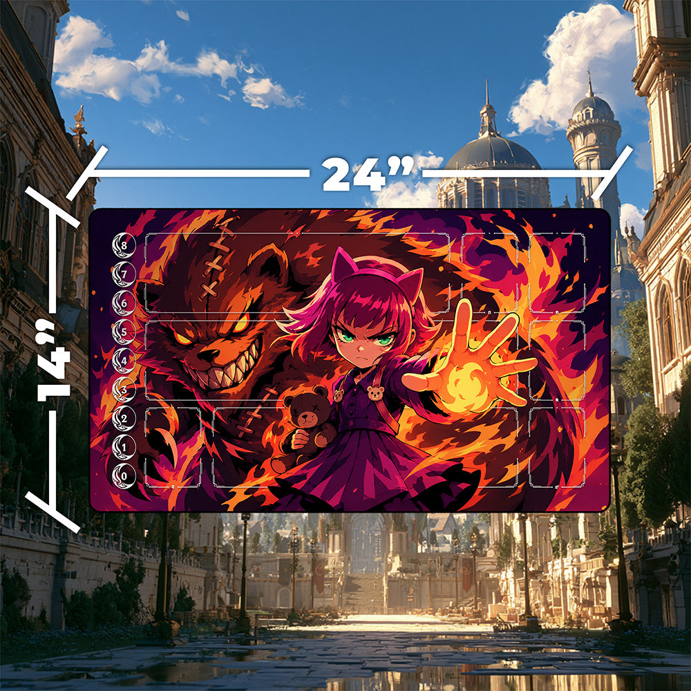 Cat-Eared Fire Spellcaster & Blazing Bear Spirit Playmat