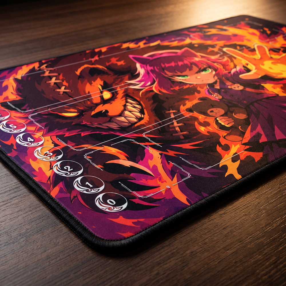 Cat-Eared Fire Spellcaster & Blazing Bear Spirit Playmat