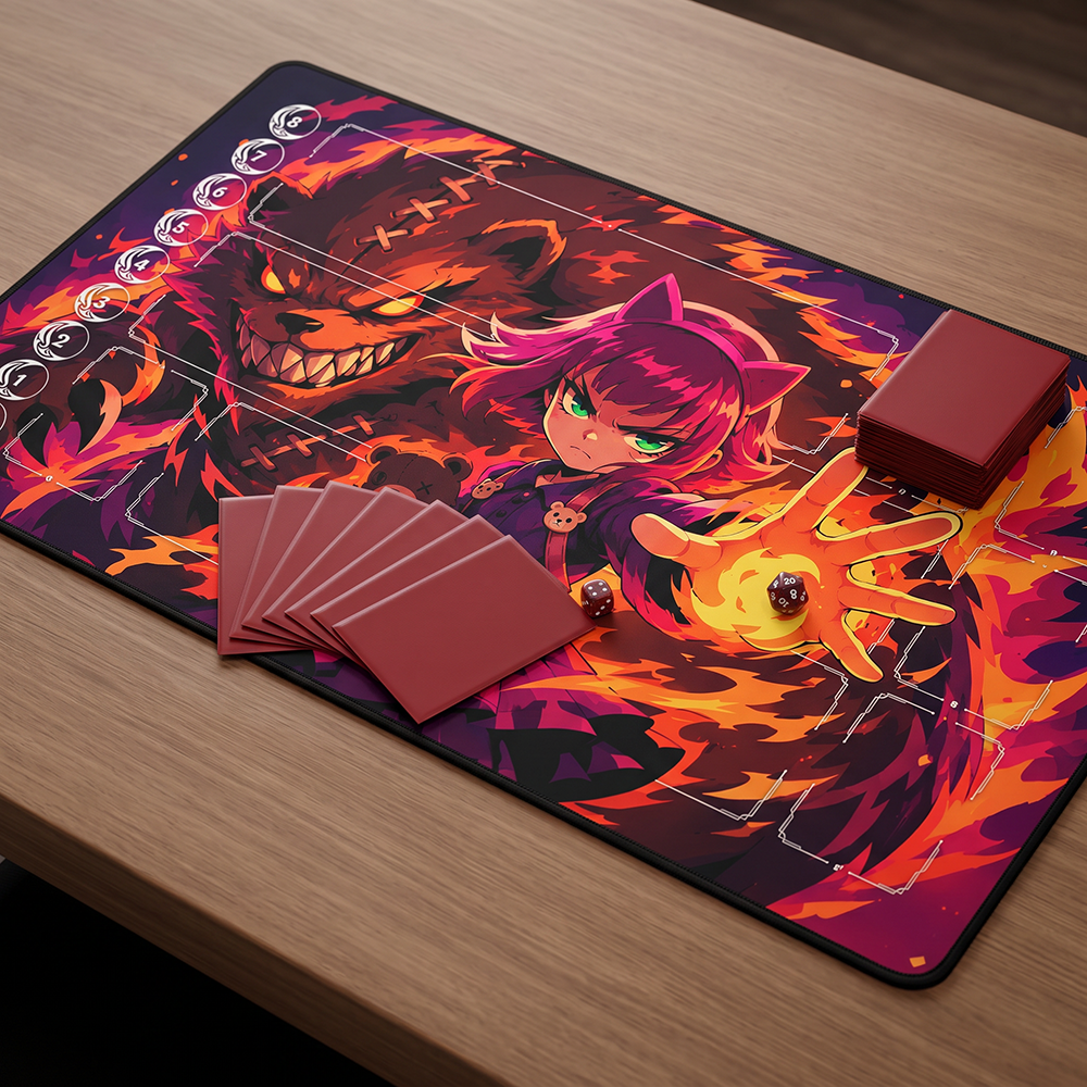 Cat-Eared Fire Spellcaster & Blazing Bear Spirit Playmat