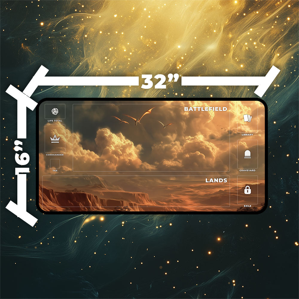 Arid Mesa Playmat | Magic the Gathering Playmat | Dragon Fetch Land MTG Playmat with Zones Option | 24x14 | 32x16