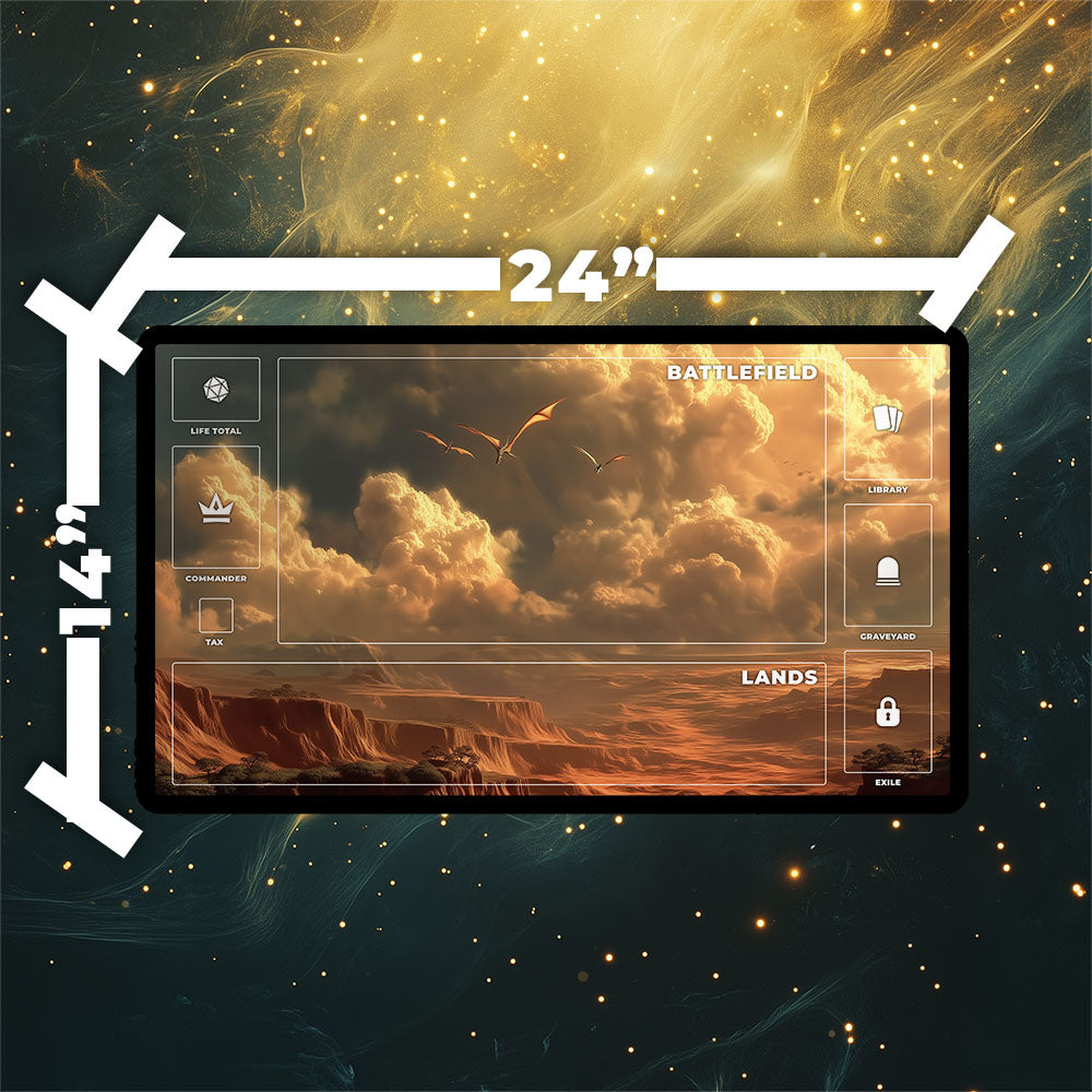 Arid Mesa Playmat | Magic the Gathering Playmat | Dragon Fetch Land MTG Playmat with Zones Option | 24x14 | 32x16