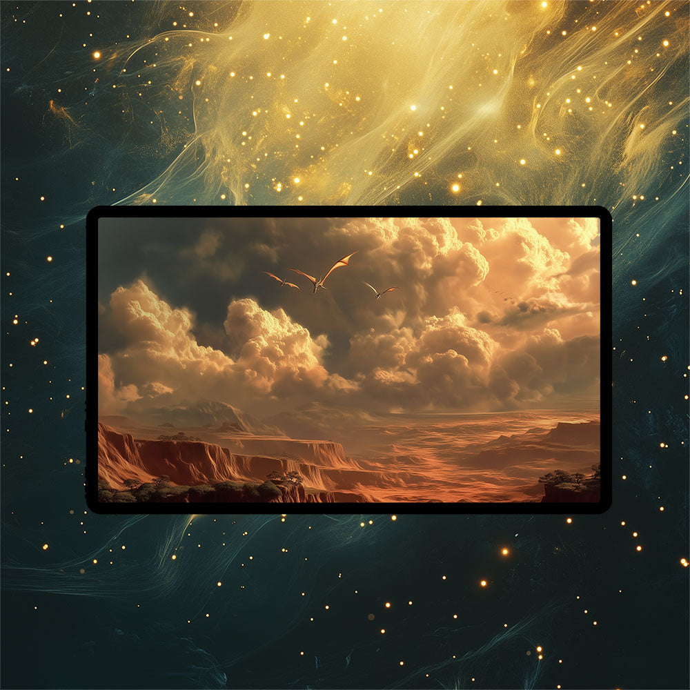 Arid Mesa Playmat | Magic the Gathering Playmat | Dragon Fetch Land MTG Playmat with Zones Option | 24x14 | 32x16
