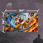 Borderless Fire and Water Vortex Elemental Warrior Playmat