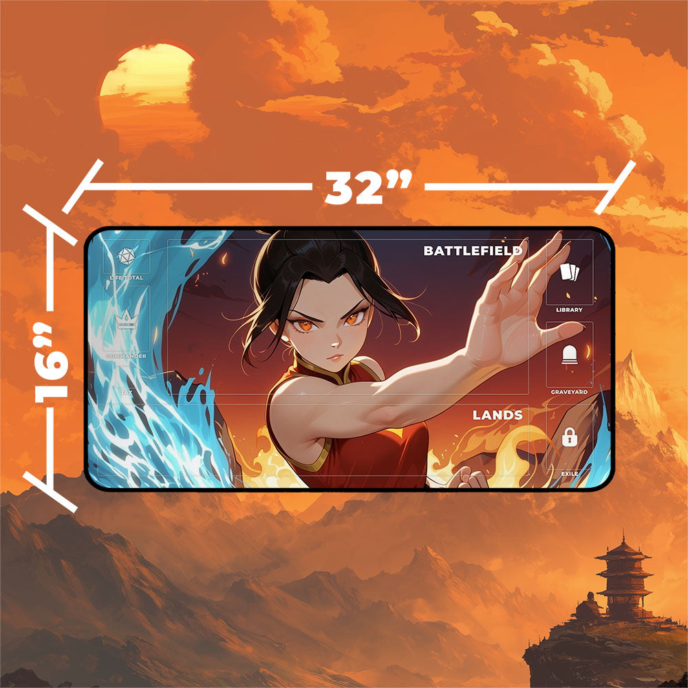 Fire Lord Azusa Playmat | Magic the Gathering Playmat | Fiery Anime Villain 24×14 or 32×16 Sizes