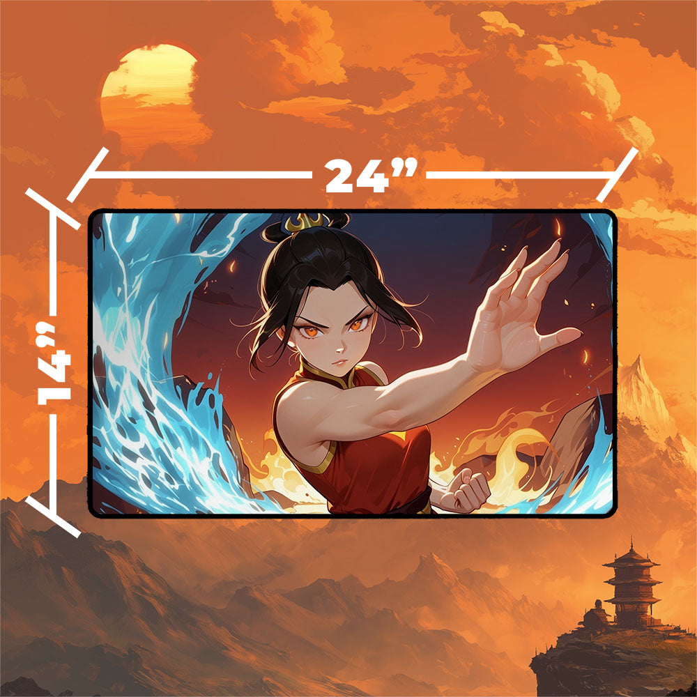 Fire Lord Azusa Playmat | Magic the Gathering Playmat | Fiery Anime Villain 24×14 or 32×16 Sizes