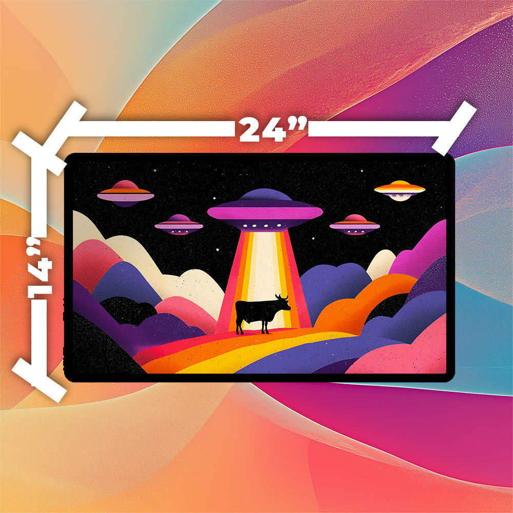 UFO Retro Sci-Fi Playmat | Premium TCG Playmat No Zones Option | 24x14 | 32x16