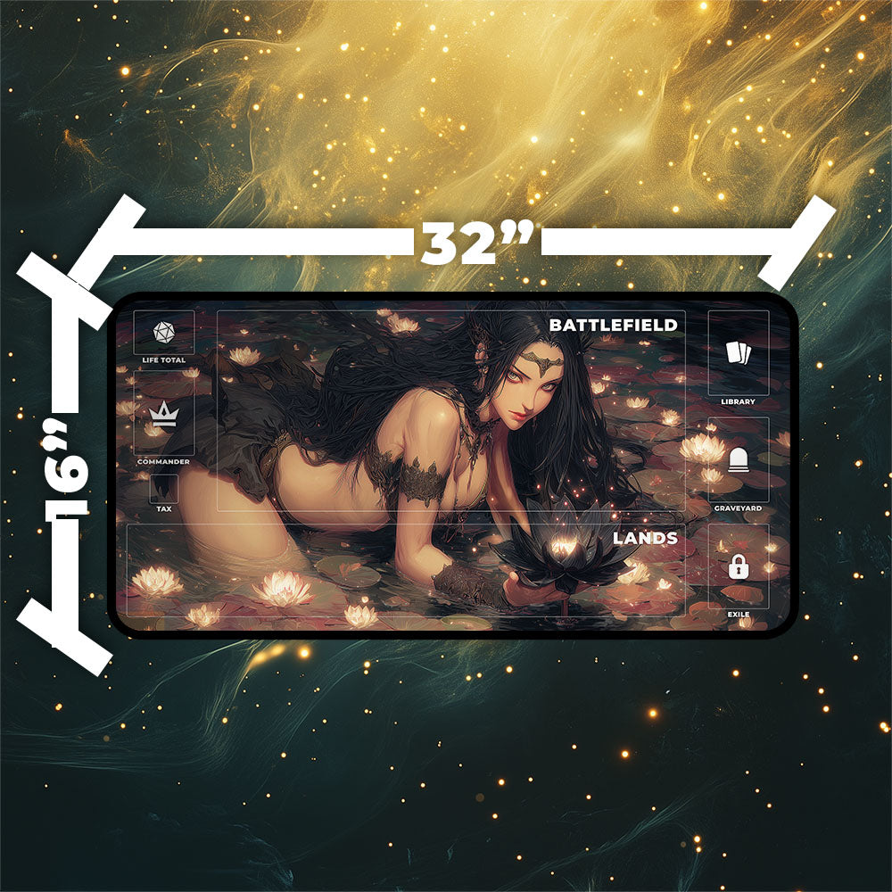 Black Lotus Playmat | Magic the Gathering Playmat | Enchanted Lotus with Zones Option | 24x14 | 32x16