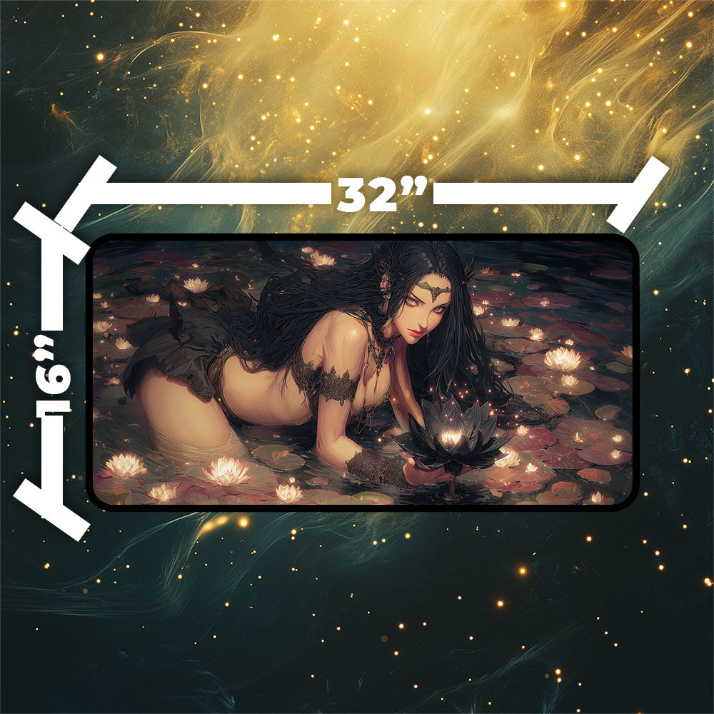 Black Lotus Playmat | Magic the Gathering Playmat | Enchanted Lotus with Zones Option | 24x14 | 32x16