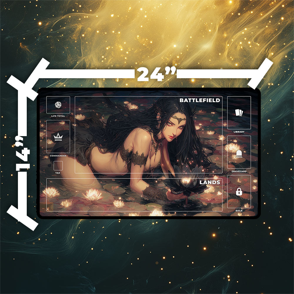 Black Lotus Playmat | Magic the Gathering Playmat | Enchanted Lotus with Zones Option | 24x14 | 32x16