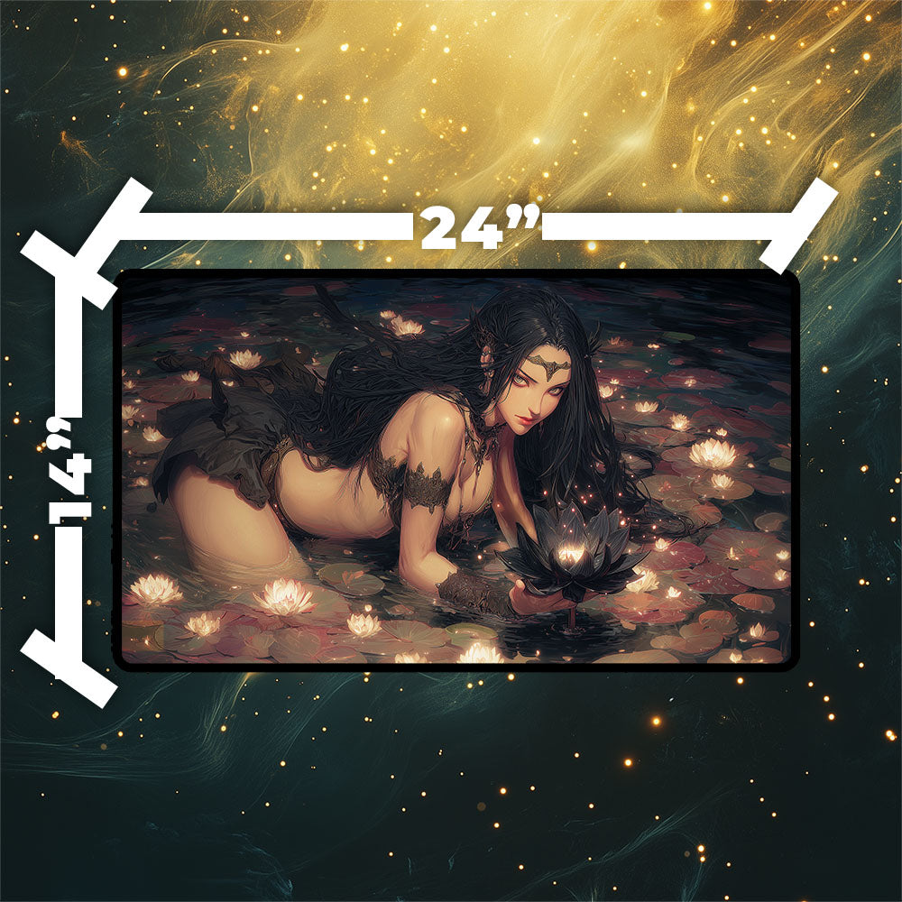 Black Lotus Playmat | Magic the Gathering Playmat | Enchanted Lotus with Zones Option | 24x14 | 32x16