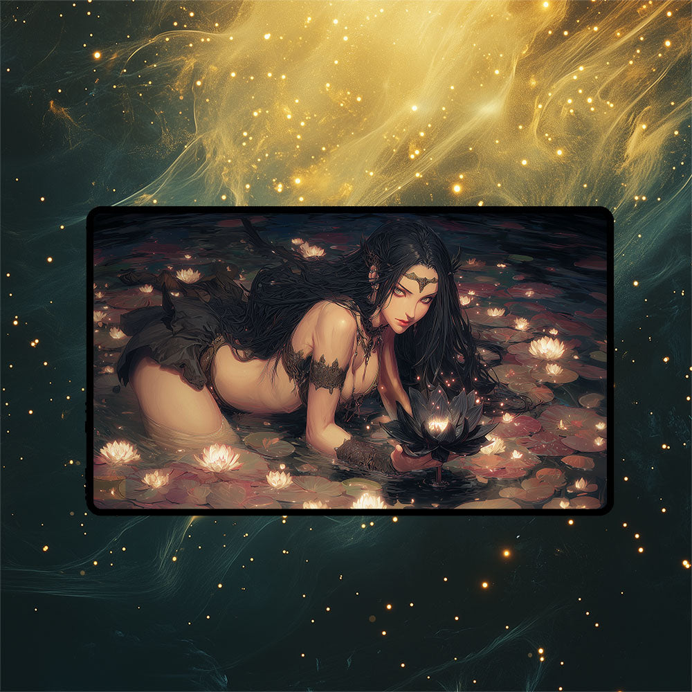 Black Lotus Playmat | Magic the Gathering Playmat | Enchanted Lotus with Zones Option | 24x14 | 32x16