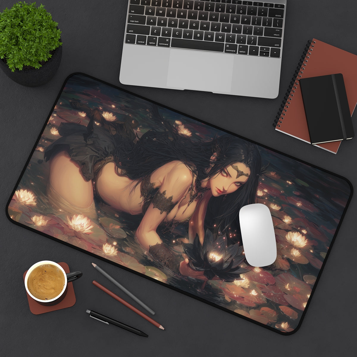 Black Lotus Playmat | Magic the Gathering Playmat | Enchanted Lotus with Zones Option | 24x14 | 32x16