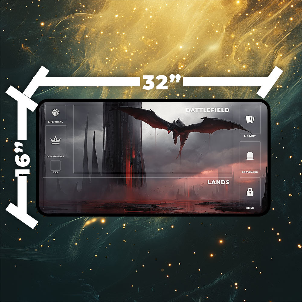 Bloodstained Mire Playmat | Magic the Gathering Playmat | Dragon Fetch Land MTG Playmat with Zones Option | 24x14 | 32x16