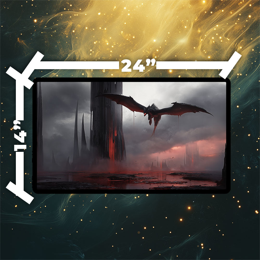 Bloodstained Mire Playmat | Magic the Gathering Playmat | Dragon Fetch Land MTG Playmat with Zones Option | 24x14 | 32x16