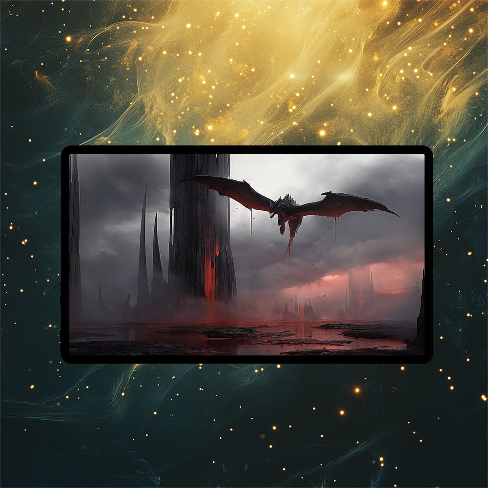 Bloodstained Mire Playmat | Magic the Gathering Playmat | Dragon Fetch Land MTG Playmat with Zones Option | 24x14 | 32x16
