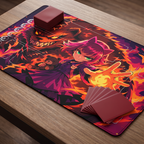 Cat-Eared Fire Spellcaster Borderless Edge-to-Edge Playmat