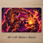 Cat-Eared Fire Spellcaster Borderless Edge-to-Edge Playmat