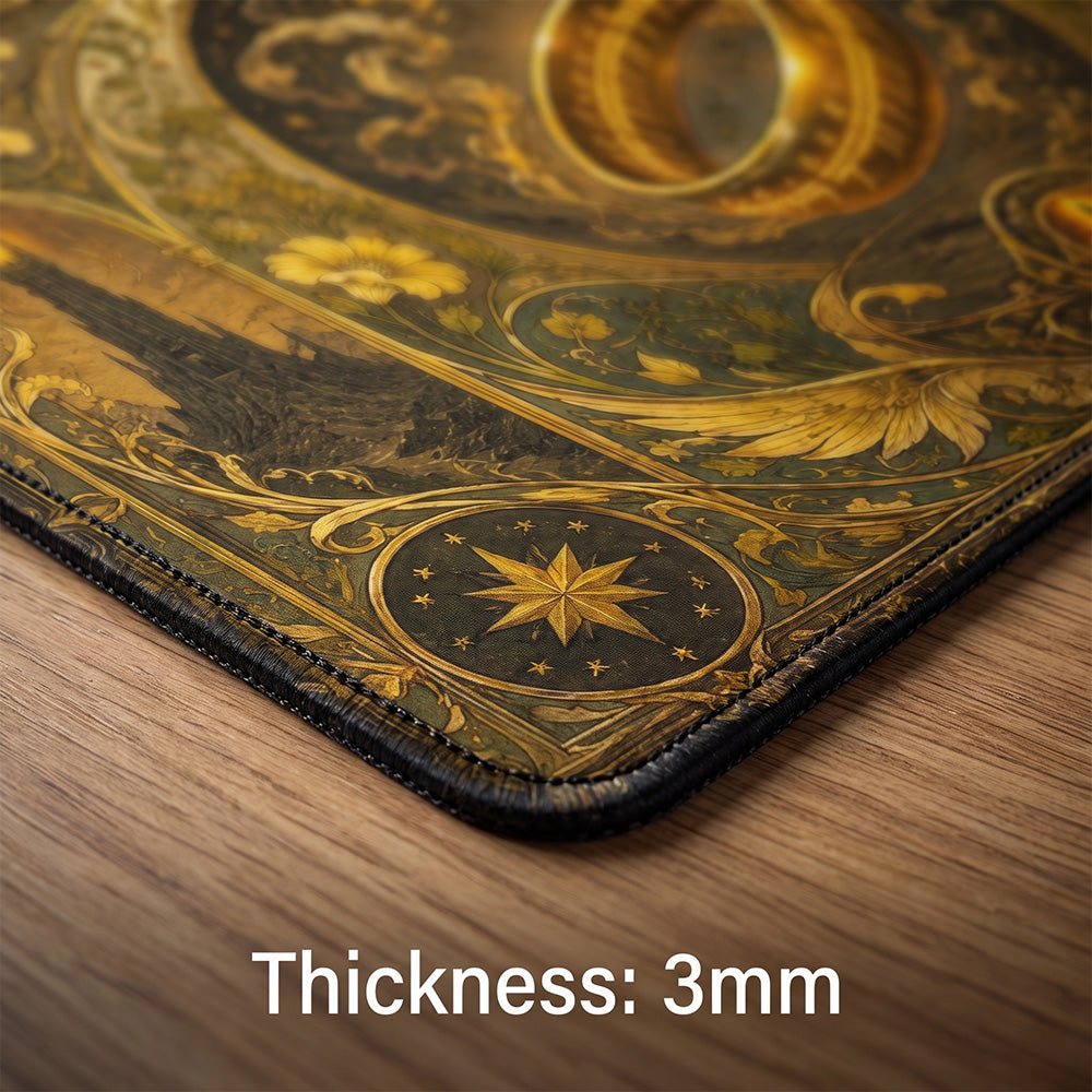 Golden Ring Art Nouveau Playmat | Borderless Botanical TCG Mat