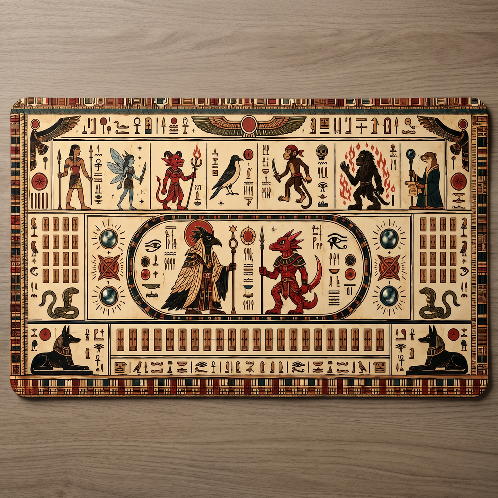Rograkh & Ishai Egyptian Hieroglyph Temple Mural Playmat