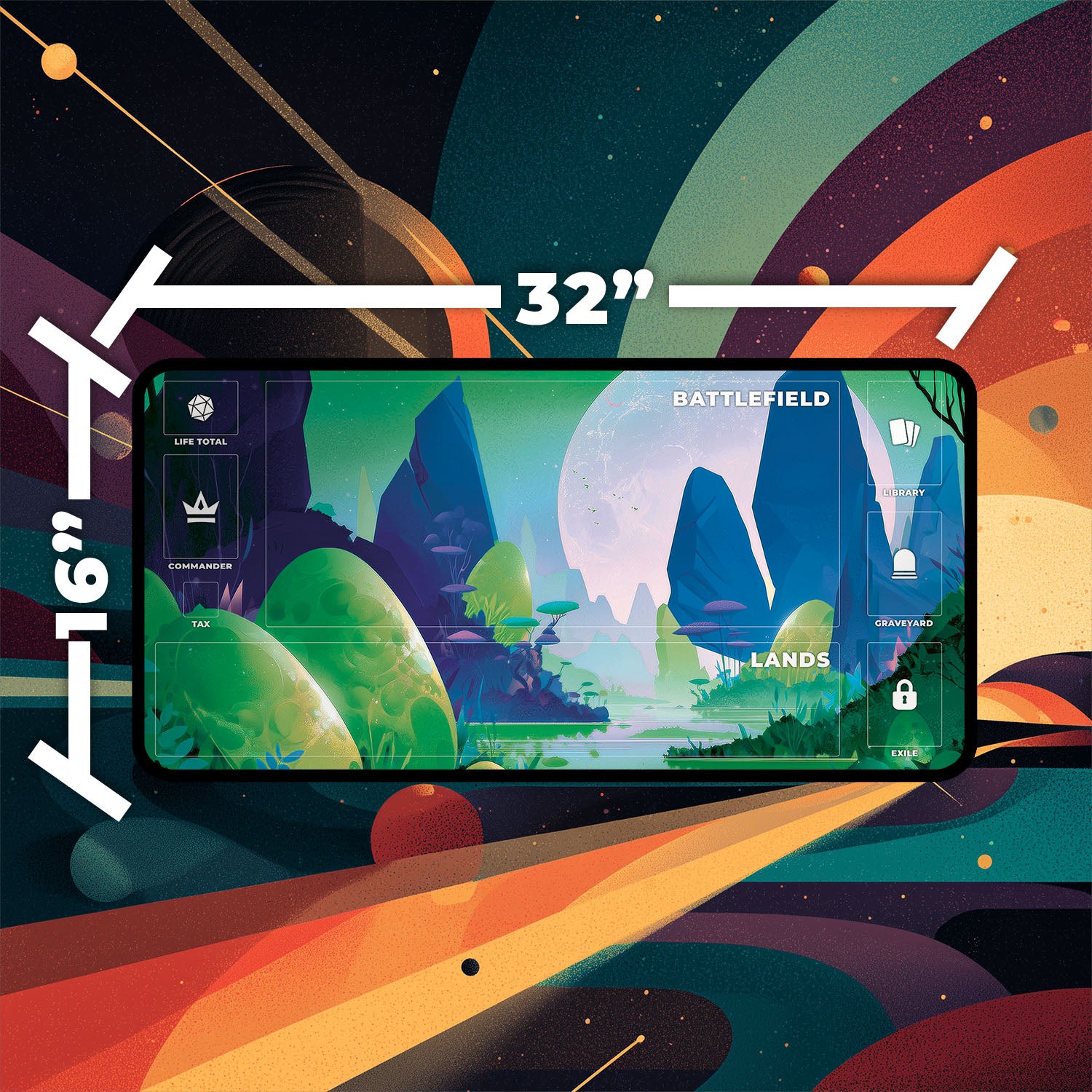 Breeding Pool Playmat | Magic the Gathering Playmat | Stellar Sights Playmat with Zones Option | 24x14 | 22x12 | 32x16 Sizes