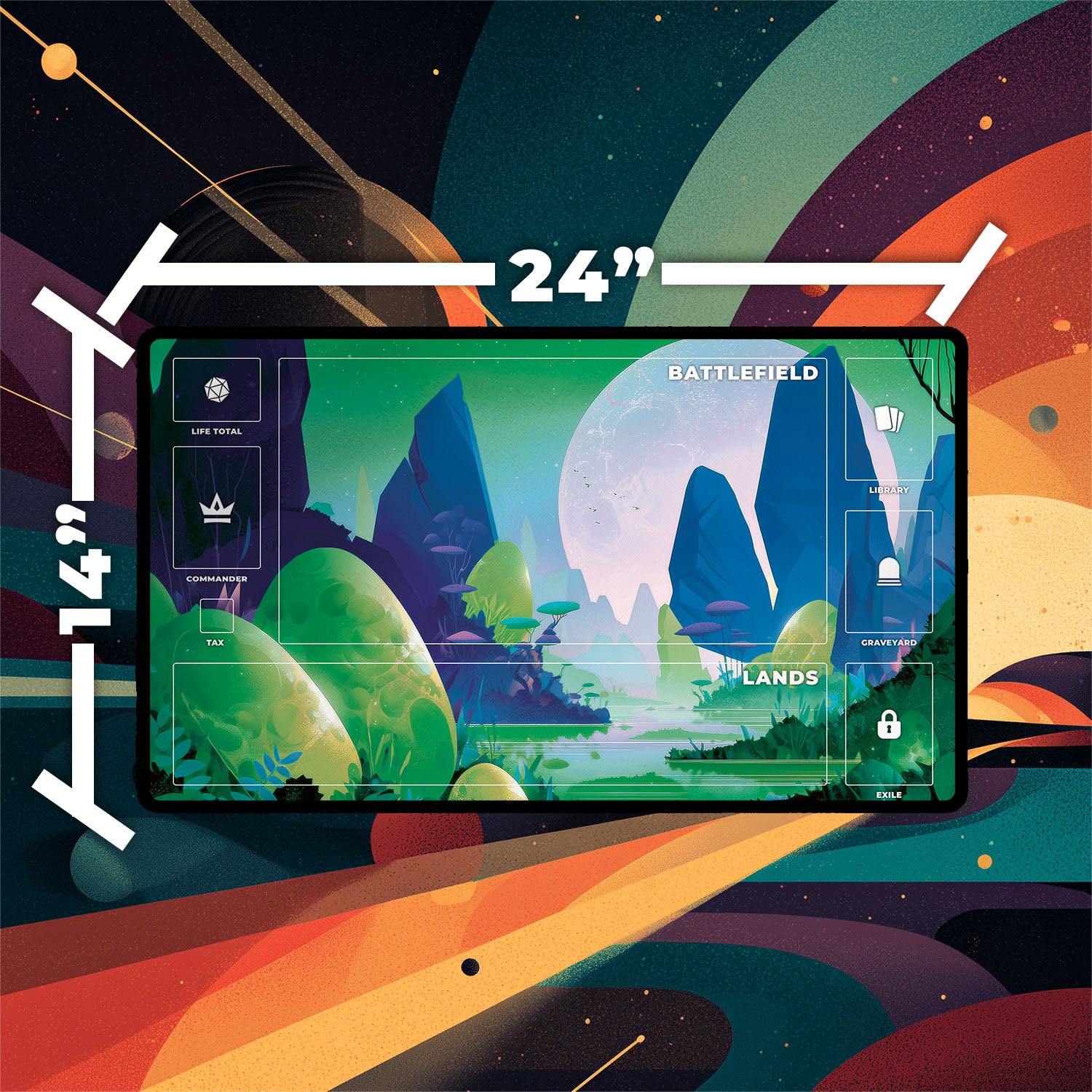 Breeding Pool Playmat | Magic the Gathering Playmat | Stellar Sights Playmat with Zones Option | 24x14 | 22x12 | 32x16 Sizes