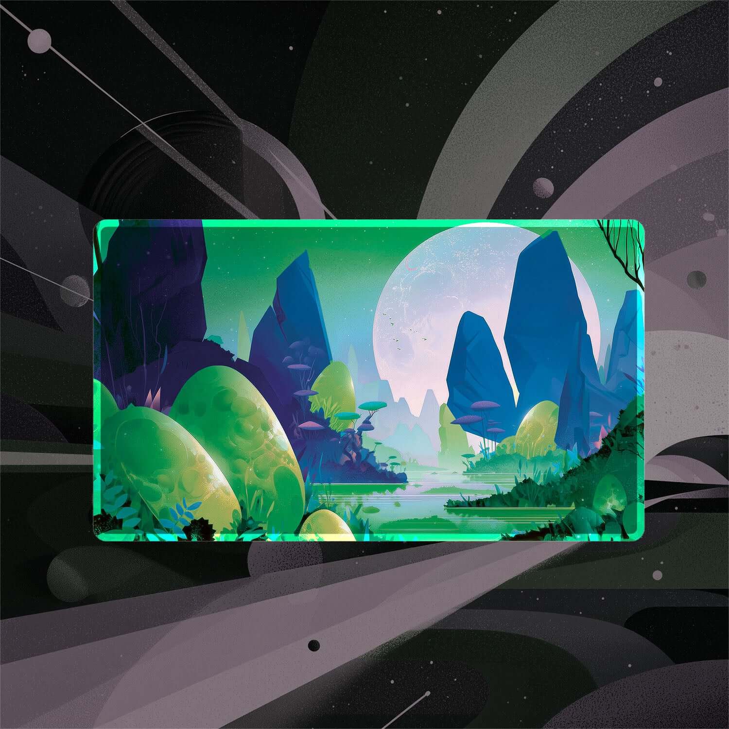 Breeding Pool Stellar Sights (Borderless) | Magic the Gathering Playmat | 24" x 14" (with Stitched Edges)