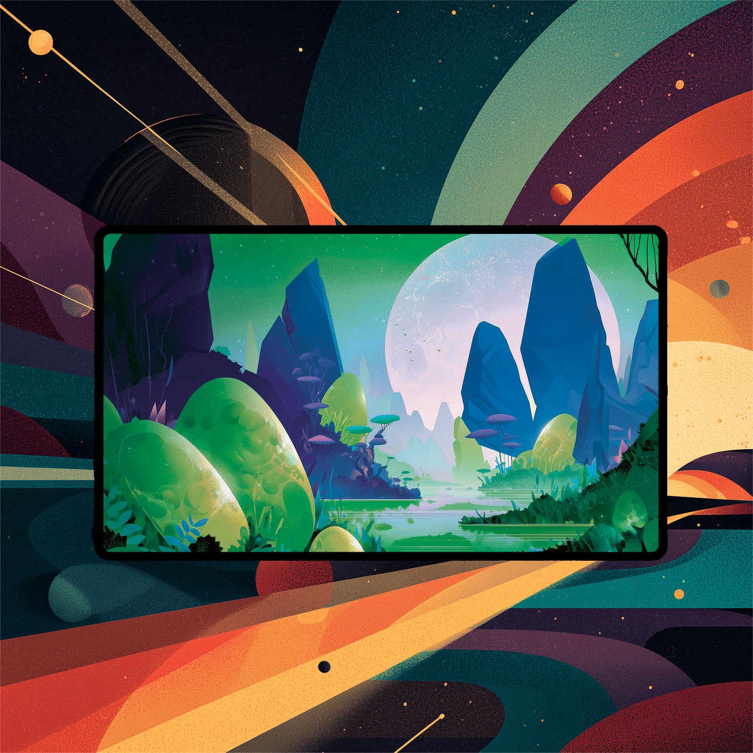 Breeding Pool Playmat | Magic the Gathering Playmat | Stellar Sights Playmat with Zones Option | 24x14 | 22x12 | 32x16 Sizes